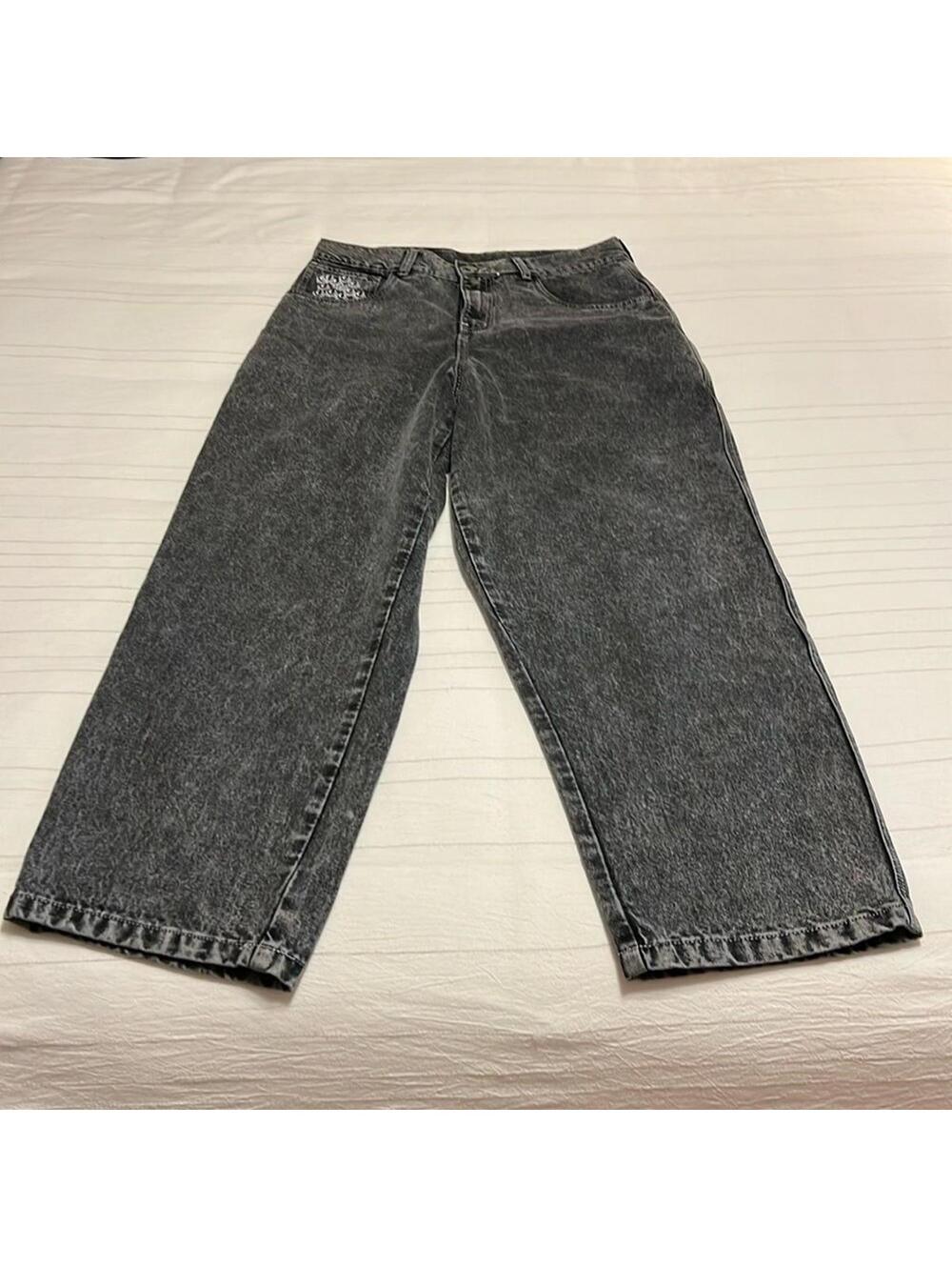 NWOT Missing Purpose Acid Wash Baggy Wide Leg Jeans Men's Large Streetwear Y2K - Picture 2 of 9